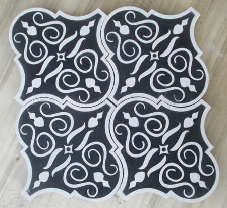 Black Arabesque Encaustic Tile Black And White Exotic Tiles